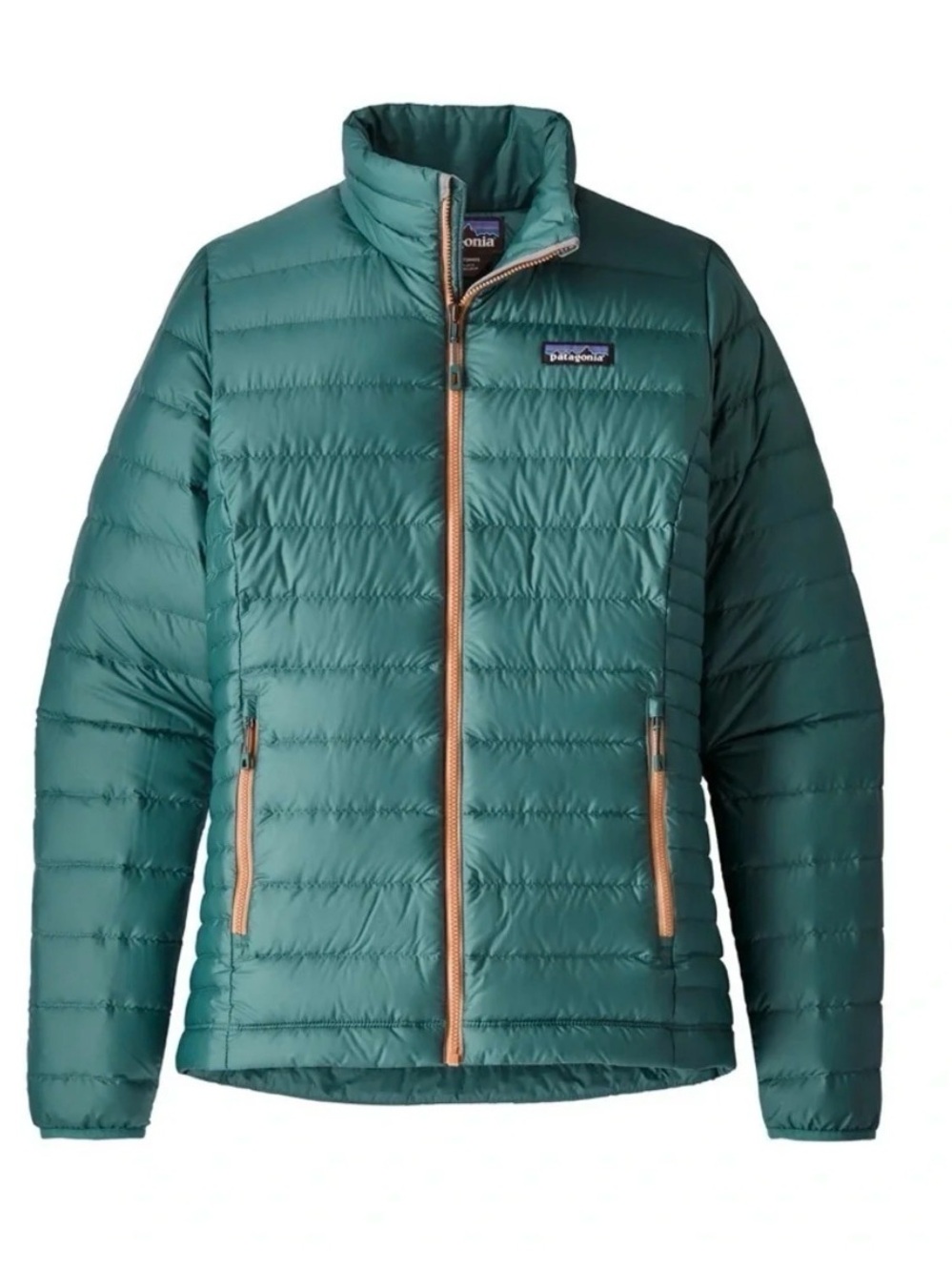 Patagonia Women’s Down Sweater Jacket Teal Coral Zip Size M